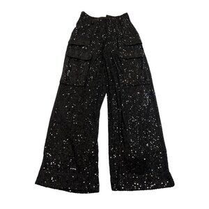 Noli Milan Sequin Cargo Pants in Black